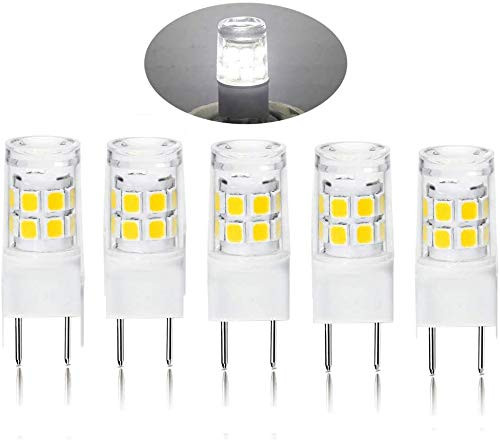 G8 LED Bulb Mini T4 JCD Type 120V 2.5W Equivalent to Bi-Pin G8 Base Halogen Bulb 20W-25W G8 LED Light Bulb 2700K-3000K for Under Cabinet Lighting, Puck Lights -5 Pack Daylight White 6000K-