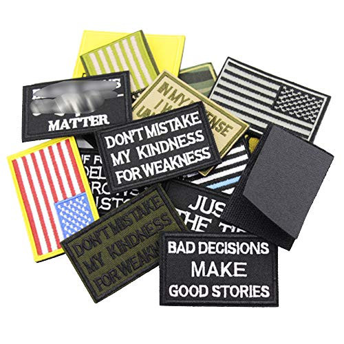ZHDTW Bundle of 16pcs Tactical Morale Patches with Hook and Loop for Backpacks Embroidered Patch for Clothing Bags Jackets Uniforms -DT017-