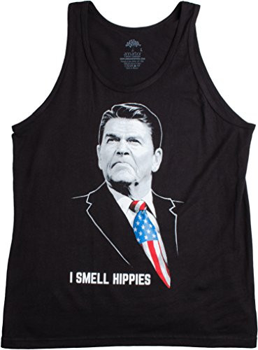 Ann Arbor T-shirt Co. I Smell Hippies - Funny Ronald Reagan Conservative Merica USA Unisex Tank Top-Adult,2XL Black