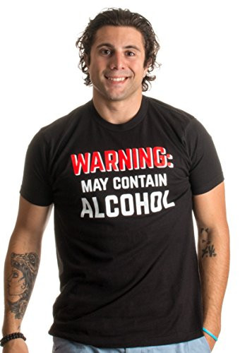 Warning- May Contain Alcohol - Funny Beer Concert Party Bar Humor Unisex T-Shirt--Adult,2XL- Black