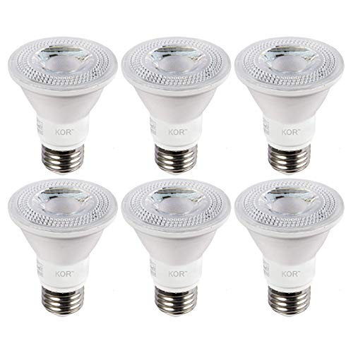 -Pack of 6- KOR LED PAR20 Light Bulbs, 8W -Replaces 50W 50PAR20-, 3000K Soft White, E26 Base, Dimmable, Waterproof Indoor / Outdoor Use, UL  and  Energy Star