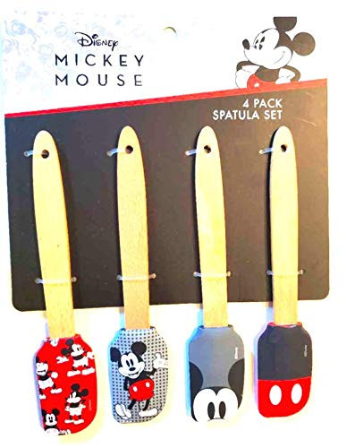 Disney Parks Mickey Mouse 4 Pack 8" Mini Spatula Set Wood Handles