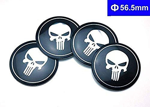 yunhaizhigang 56.5mm Emblem Badge Sticker Wheel Hub Caps Centre Cover Skull for Punisher War Zone 4pcs