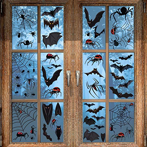 Halloween Window Clings Decorations - 172 PCS Halloween Black Spider Bat Window Wall Decals, Spooky Halloween Window Stickers Wall Clings for Halloween Party Decor -8 Sheets- Halloween Window Clings Decorations - 172 PCS Halloween Black Spider Bat Window Wall Decals, Spooky Halloween Window Stickers Wall Clings for Halloween Party Decor -8 Sheets-
