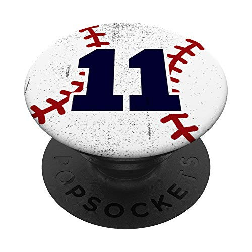 Number 11 Baseball Player Softball Jersey Mom Dad Fan Kid PopSockets Grip and Stand for Phones and Tablets