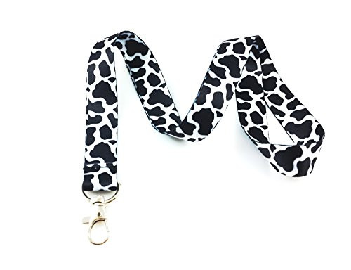 Safari Animal Print Lanyard Key Chain Id Badge Holder (Cow)