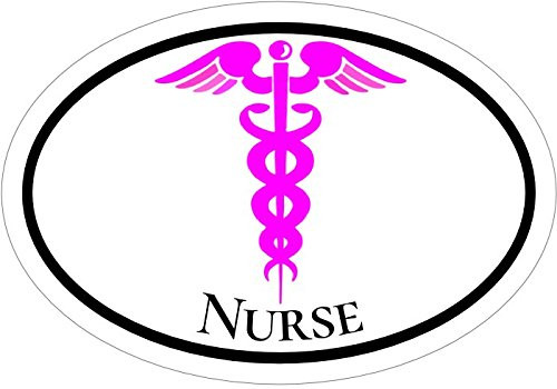 WickedGoodz Oval Nurse Caduceus Vinyl Window Decal - RN Bumper Sticker - Perfect Registered Nurse Pinning Graduate Gift