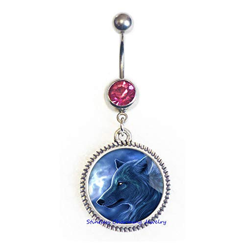 Wolf Belly Ring Gift Idea for Wolf Lovers,Wolf Fan,Wolf Animal Jewelry Animal Belly Ring,Wolf Jewelry -JV146