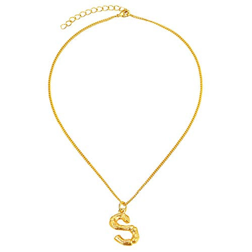 ChainsPro Gold Letter S Necklace Bamboo Initial 18K Gold Plated Teen Girls Choker -Letter S-