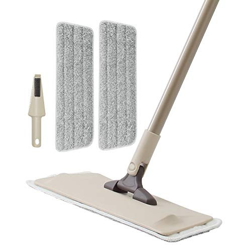 Eyliden Microfiber Flat Mop Floor Mop with Adjustable Handle and 2 Microfiber Mop Pads for Hardwood Laminate Tile Floor