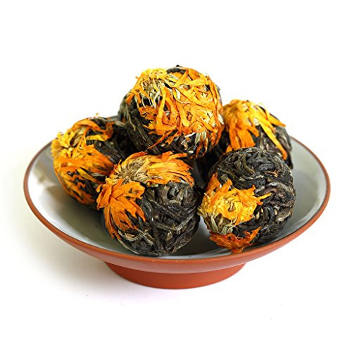 GOARTEA 100g / 3.5oz 2017 Year Calendula Officinalis Yunnan Bulang Mountain puer Pu Erh Puerh Tea Raw Ball Tuo Cha