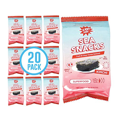 Kimchi Sea Snacks by KPOP Foods - Premium Seaweed Sheets - Kimchi Flavor -Pack of 20- Delicious and Crispy Seaweed Snacks - Vegan Low Calorie Superfood Kimchi Sea Snacks by KPOP Foods - Premium Seaweed Sheets - Kimchi Flavor -Pack of 20- Delicious and Crispy Seaweed Snacks - Vegan Low Calorie Superfood
