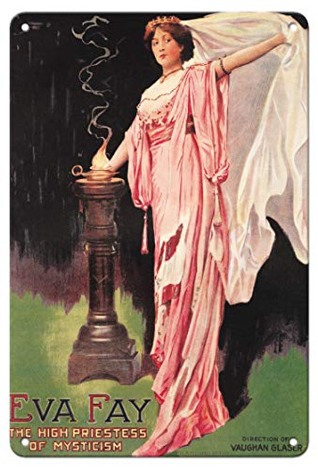 Pacifica Island Art Eva Fay - The High Priestess of Mysticism - Vintage Magic Poster c.1911-8in x 12in Vintage Metal Tin Sign Pacifica Island Art Eva Fay - The High Priestess of Mysticism - Vintage Magic Poster c.1911-8in x 12in Vintage Metal Tin Sign