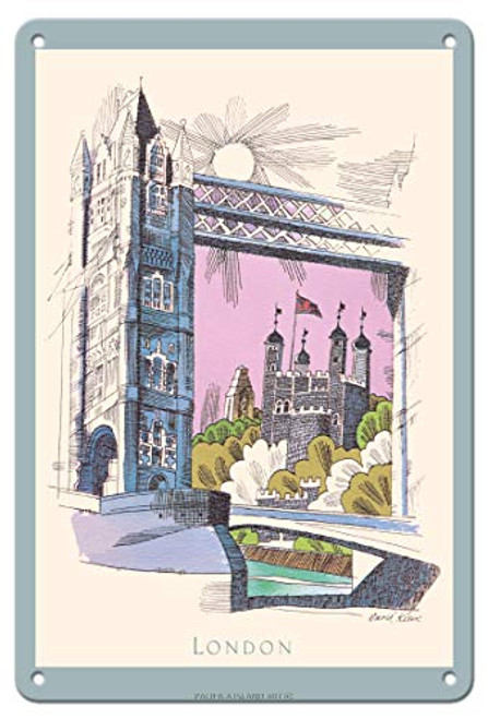 Pacifica Island Art London, England - Tower Bridge - TWA -Trans World Airlines- - Vintage Airline Travel Poster by David Klein c.1950s - 8in x 12in Vintage Metal Tin Sign Pacifica Island Art London, England - Tower Bridge - TWA -Trans World Airlines- - Vintage Airline Travel Poster by David Klein c.1950s - 8in x 12in Vintage Metal Tin Sign