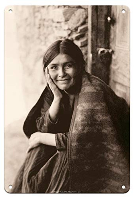 Pacifica Island Art Navaho Woman - The North American Indians - Vintage Sepia Toned Photograph by Edward S. Curtis c.1904-8in x 12in Vintage Metal Tin Sign Pacifica Island Art Navaho Woman - The North American Indians - Vintage Sepia Toned Photograph by Edward S. Curtis c.1904-8in x 12in Vintage Metal Tin Sign
