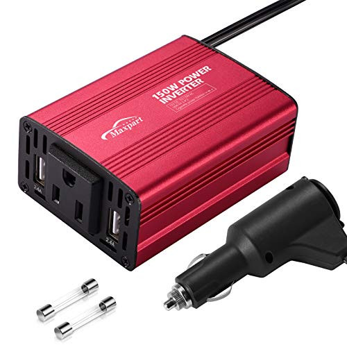 Maxpart 150W Power Inverter for Car 12V DC to 110V AC Converter with AC Outlets Dual 2.4A USB and 12V Car Cigarette Lighter Modified Wave Inverter