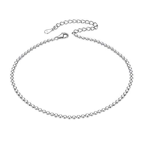 Silvora Anklet for Women Sterling Silver Bead Chain Ankle Bracelet Summer Jewelry Silvora Anklet for Women Sterling Silver Bead Chain Ankle Bracelet Summer Jewelry