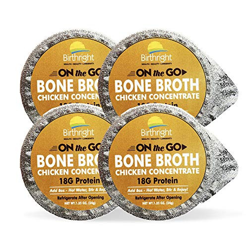 Chicken Bone Broth, On-the-Go Chicken Broth with Keto Collagen, Keto Protein Chicken Bouillon, Paleo Protein Chicken Stock Concentrate, 4-Pack Single Serve - Birthright