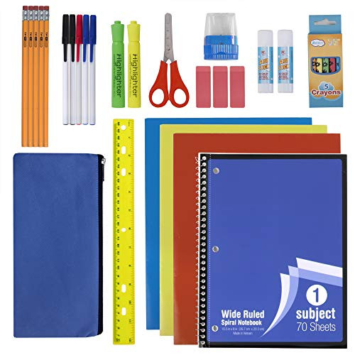 30 Piece School Supplies Kit for Elementary Kids  Back to School Essentials Bundle K-12 Supply Pack for Girls  and  Boys