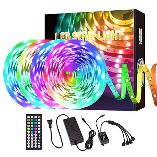 65.6FT/20M LED Strip Lights, YOTOCversion RGB LED Light Strip Music Sync RGB LED Strip,5050 SMD Color Changing LED Strip Light with 44 Key Remote Controller LED Lights for Bedroom,Home Party-4x16.4FT-