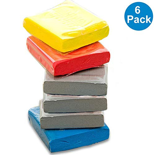 Knead Erasers, Drawing Art Kneaded Erasers, Large Kneaded Rubber Erasers for Drawing, Charcoal, Pastels-Moldable Putty Rubber, No Smudge Eraser, Sketching Supplies for Artists-6 Pack (Assorted Colors)