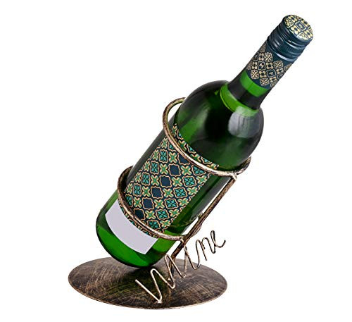 Wine Bottle Holder Stand - Single Bottle Countertop Wine Holder for Table - Free Standing Metal Wine Rack Centrepiece for Tabletop Wine Bottle Storage Rack - Perfect Wine Holder Stand for Counter