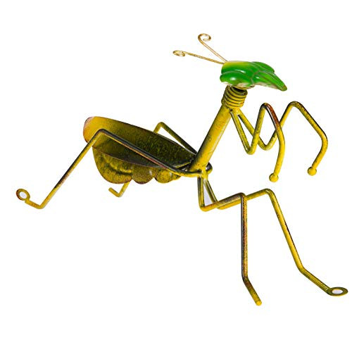 Metal Praying Mantis Garden Statues- Vivid Praying Mantis Garden Ornaments with Rustproof Coating Durable Tree Sculpture Hanging Yard Art for Decorating Fence Lawn Balcony Patio Indoor Outdoor