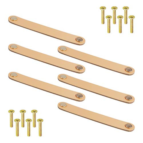 6 Packs Leather Drawer Pulls with Mounting Screws Dresser Pulls Handles Door Pulls Cabinet Pulls Leather Handle for Dresser Drawers Cabinet