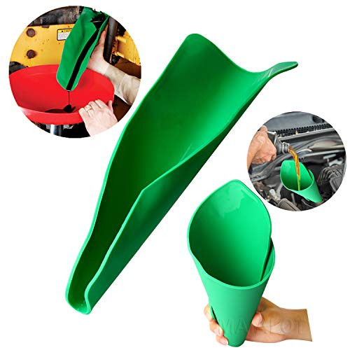 MAIALOT Flexible Draining Tool Car Oil Change Funnel, General Purpose Automotive Funnel Reusable Foldable Draining Funnel Drip-Free Oil Filter Guide Tool -14.57x6.7Inch-