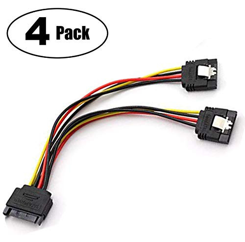 SATA Power Splitter Cable SSD Power Cable HDD Power Cable Hard Drive Power Cable SATA 15 Pin Male to 2xSATA 15 Pin Female Power Y-Splitter Extension Cable (4 Pack) TeamProfitcom