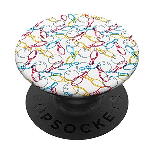 Colorful Bowling Pin Ball Sport Pattern Design PopSockets Grip and Stand for Phones and Tablets