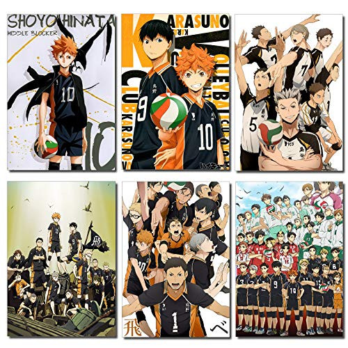 Haikyuu Poster Sport Volleyball Posters for Haikyuu Anime Fans Japanese Anime Poster Art Picture Prints Modern Family Bedroom Decor Posters Set of 6 Pieces,11.5x 16.5 In,No Frame?Haikyuu 1-