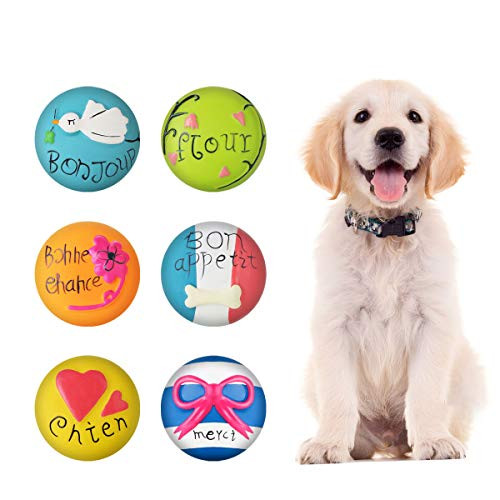 Wallfire Latex Dog Squeaky Balls Puppy Dog Toys Teeth Squeaky Toy Fetch Play Balls Toy for Small Medium Dogs Chasing Chew 6pcs/lot