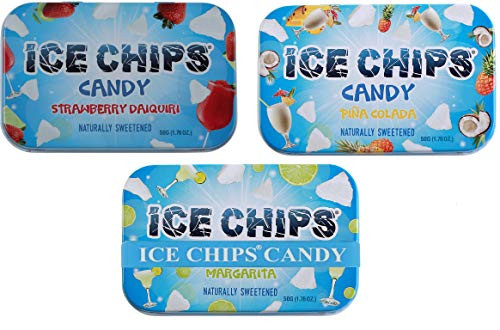 ICE CHIPS Xylitol Candy 3 Pack Assortment -Strawberry Daiquiri, Margarita, Pina Colada- Includes BAND as Shown