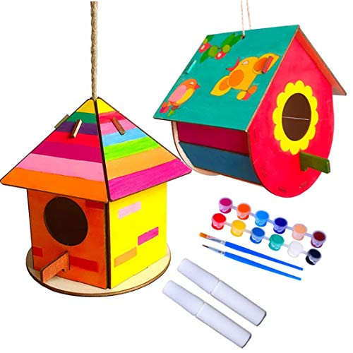 POYLKJGYT DIY Bird House Kit for Kids-2 Pack Big Size Build and Paint Birdhouse Crafts for Kids,Wood Project for Girls Boys Toddlers Ages 3-5 8-12 POYLKJGYT DIY Bird House Kit for Kids-2 Pack Big Size Build and Paint Birdhouse Crafts for Kids,Wood Project for Girls Boys Toddlers Ages 3-5 8-12