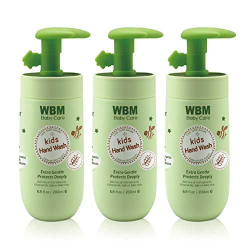 WBM Care Baby 8617-3PK Natural Liquid Hand Soap-Honey, Wheatgerm  and  Organic Olive Oil, -Pack of 3-, 6.8 oz, 6 Fl Oz