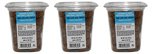 Sunshine Mills Chicken Flavor Meatball Delights, 8 Ounces Each, Real Chicken Dog Treats -3 Pack - 8 Ounces-