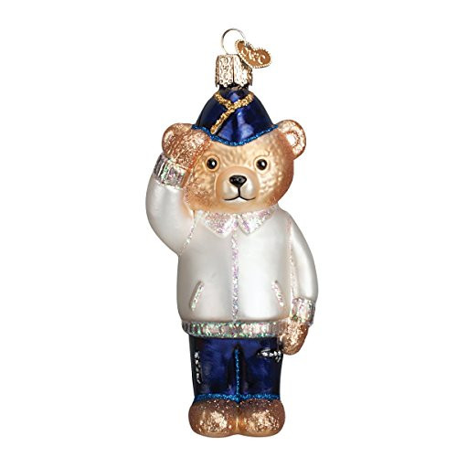 Old World Christmas Veteran Bear Glass Blown Ornament