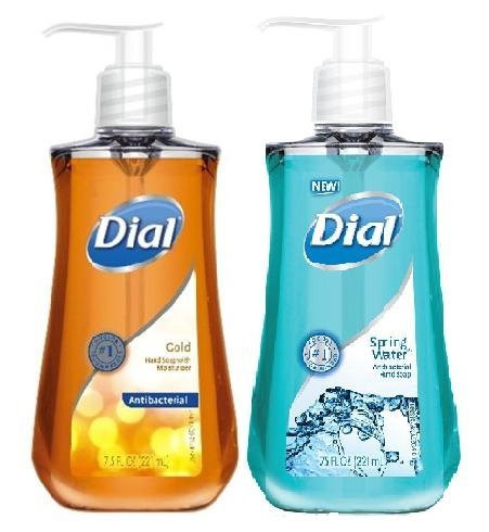 Dial Antibacterial Liquid Hand Soap with Moisturizer Combo, Gold and Spring Water, 7.5 fl oz each