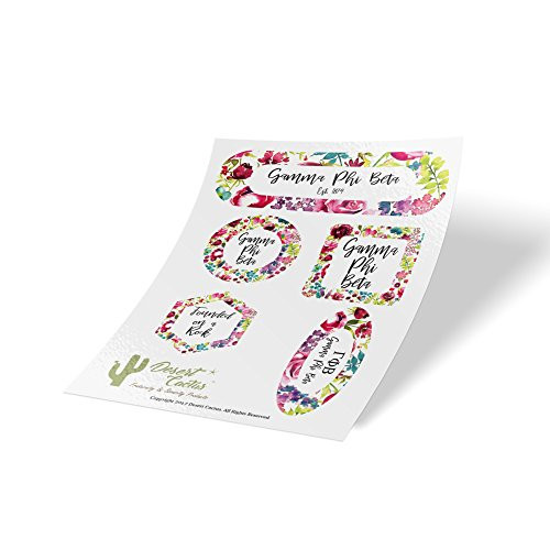 Gamma Phi Beta Sorority Water Color Flowers Floral Sticker Decal Laptop Water Bottle Car (Sheet - WC Floral)