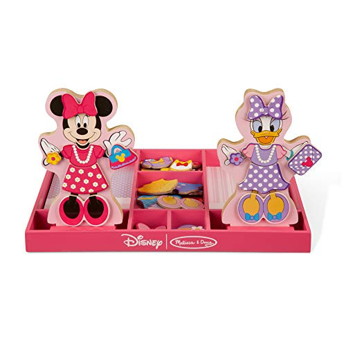 Melissa  and  Doug Disney Minnie Mouse and Daisy Duck Magnetic Dress-Up Wooden Doll Pretend Play Set -45 plus pcs-