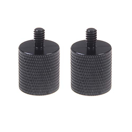 Adasea 2 Pack 5/8"-27 Female to 1/4"-20 Male Screw Adapter Microphone Stand Mount for Camera Stud,Black