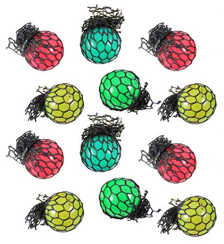 Curious Minds Busy Bags Set of 12 - Tiny 1.5" Mesh Balls - Squishy Fidget Ball with Web Netting - Stress Ball Color Changing Blobs - Sensory, Fidget Toy- Gooey Squish OT -12 Balls -1 Dozen--
