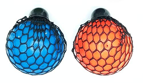 Set of 2 - 3" Bubble Mesh Balls - Squishy Fidget Ball with Web Netting - Stress Ball Color Changing Blobs - Sensory, Fidget Toy- Gooey Squish Bubble Popping OT -Set of 2 Random Color Balls-