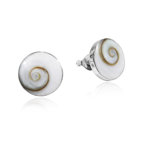 Round 13 mm Swirl Shiva Shell .925 Sterling Silver Stud Earrings Round 13 mm Swirl Shiva Shell .925 Sterling Silver Stud Earrings