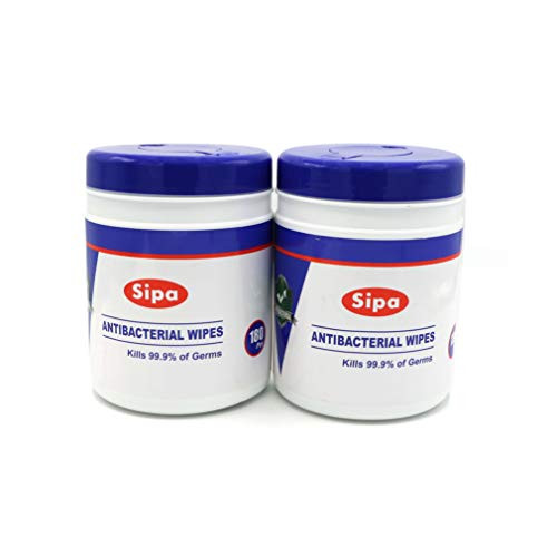 SIPA Hand Sanitizing Wipes 180 WIPES CANISTER -PACK OF 2-