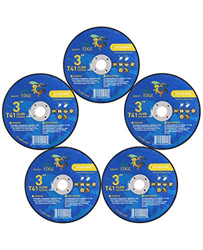 Eco Edge 5-Pack 3-Inch Cut Off Wheel- Size 3"x0.040"x3/8" Arbor for Die Grinder, Ultra Thin Superior Cutting Wheel for Metal  and  Stainless Steel, Double Reinforced Cutting Disc