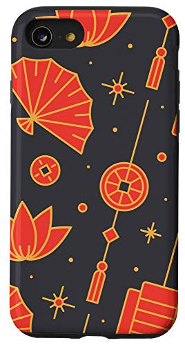 iPhone SE -2020- / 7 / 8 Cute Chinese Fan Pattern Print Gift Phone Case