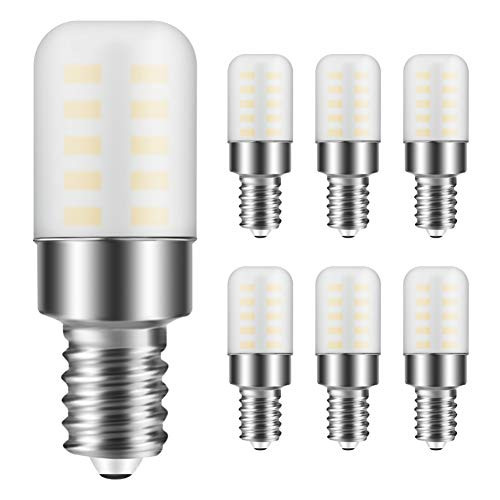 E12 LED Bulb for Chandeliers, Ceiling Fan, Dryer Drum, Refrigerator, Himalayan Salt Lamps, 3W-20W 25W 30W Equivalent-, C7/S6 Shape E12 Candelabra Base, AC120V, Warm White 3000K -6-Pack-