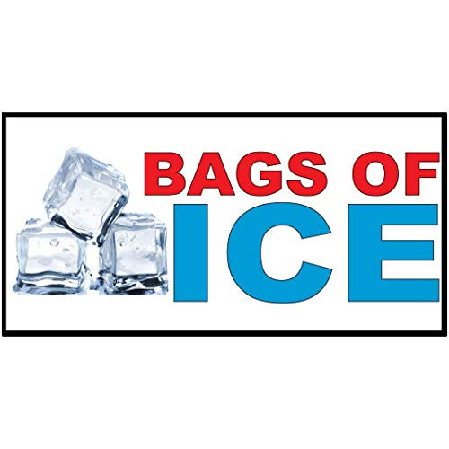 Bags of Ice Red Blue Food Bar Restaurant Food Truck Decal Sticker Retail Store Sign 9.5 X 24 Inches